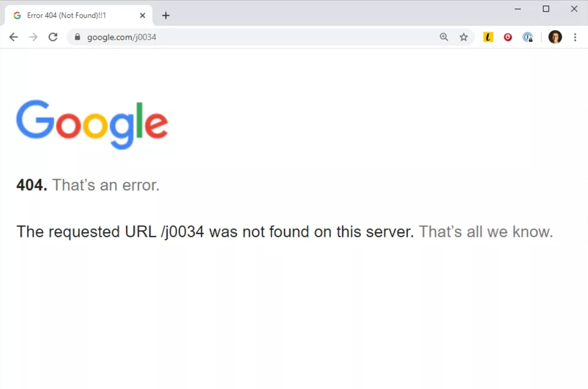 Error 404 Google