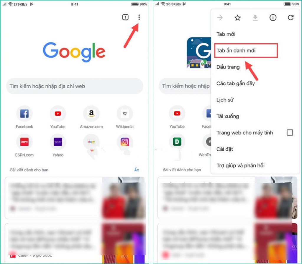 Cách bật chế độ ẩn danh Chrome trên Android