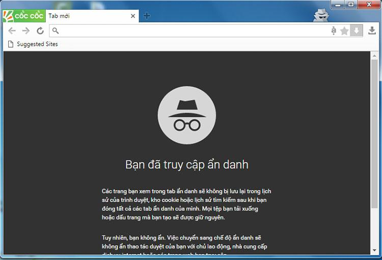 Tab ẩn danh trên trình duyệt Cốc Cốc 
