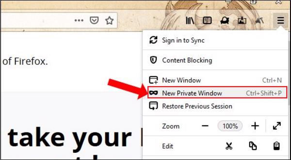 Cách bật tab ẩn danh trên trình duyệt Firefox
